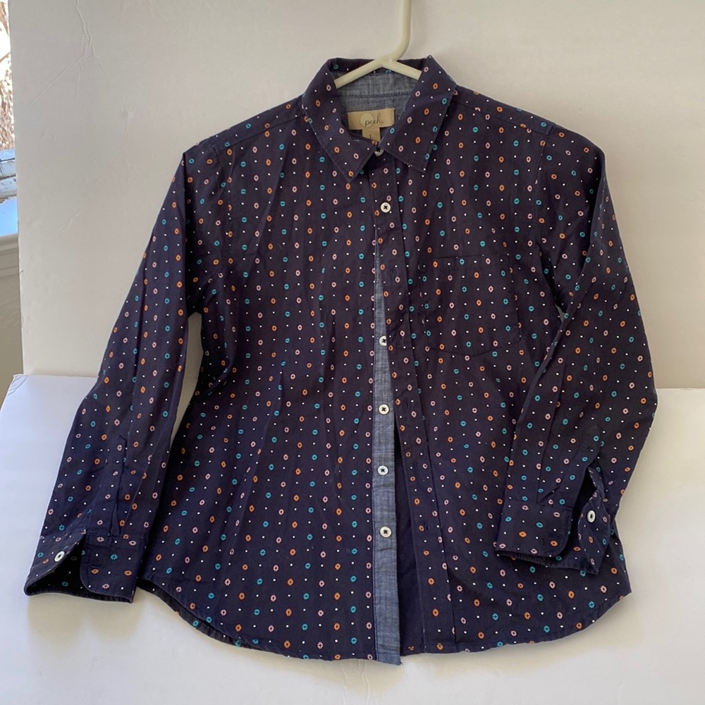 PEEK | Boys Pocket Button front Cotton Shirt Geometric Print Sz 10